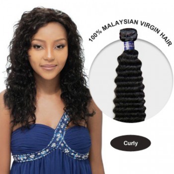 28 Inch Curly Malaysian Virgin Hair Weft (#1B Natural Black) 100g