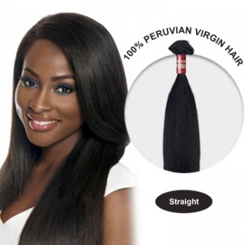 28 Inch Straight Peruvian Virgin Hair Weft (#1B Natural Black) 100g